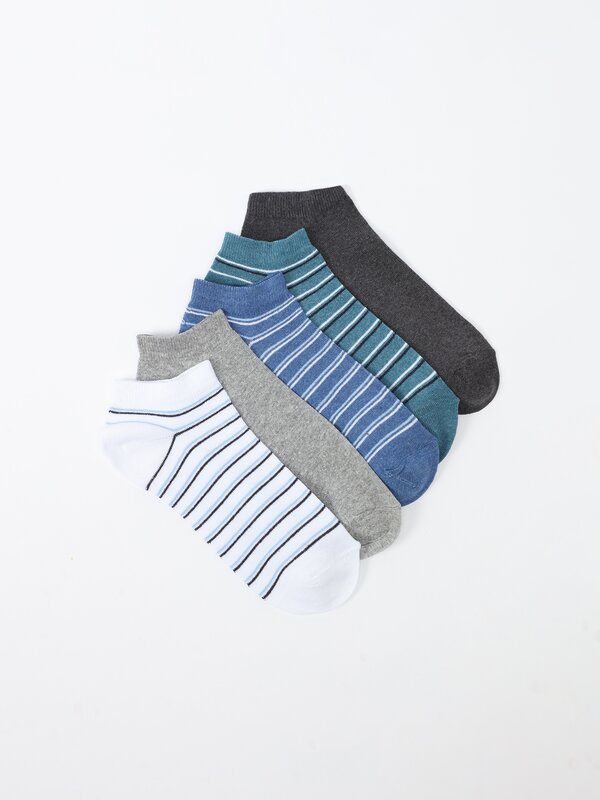 Pack of 5 pairs of striped ankle socks