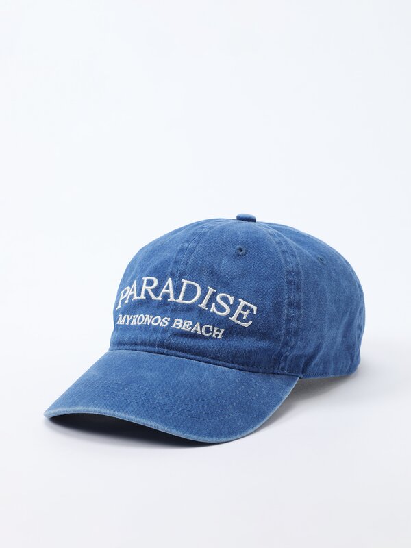 Faded cap with embroidered slogan