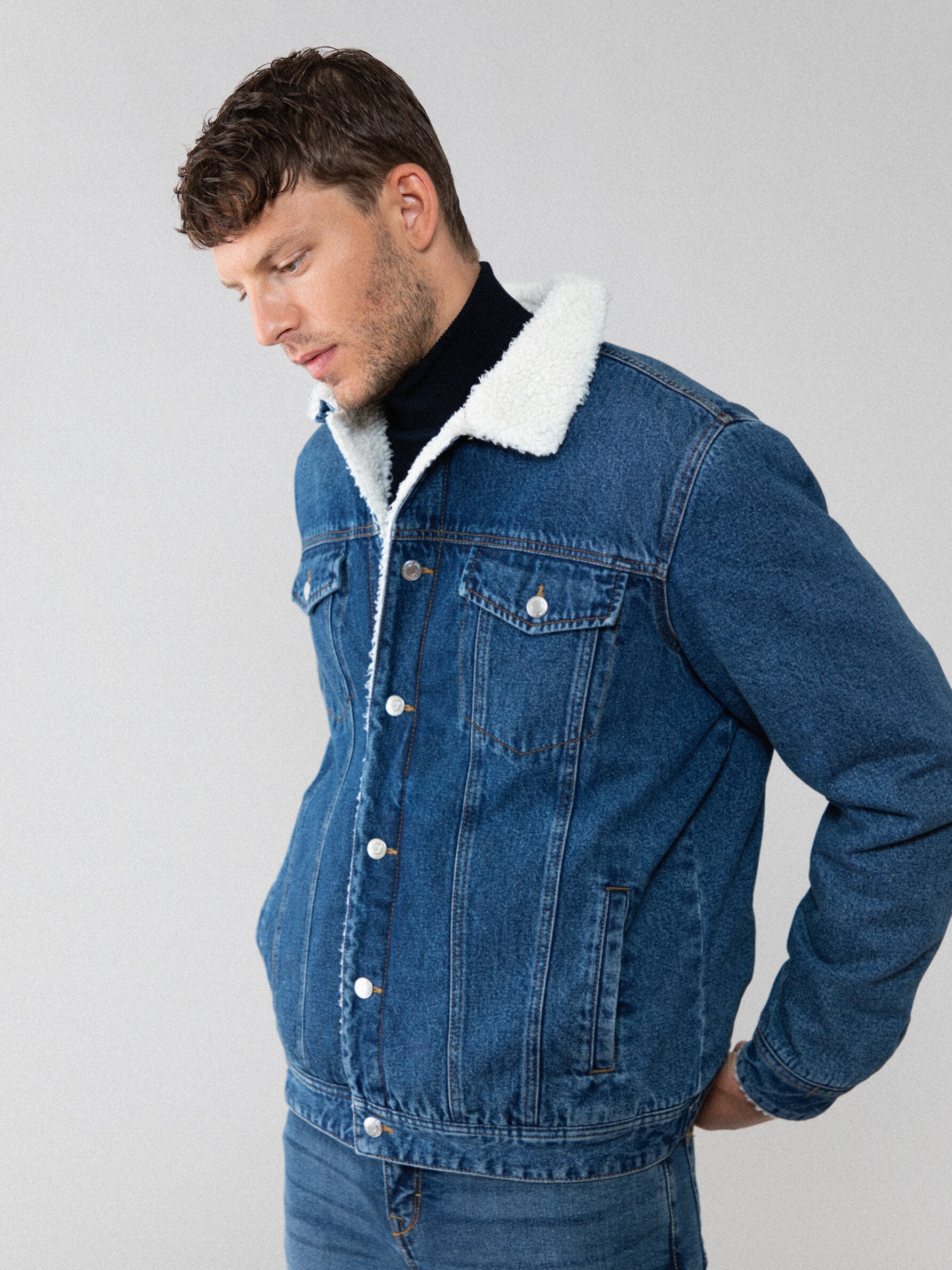 Denim jacket with outlet lambswool lining