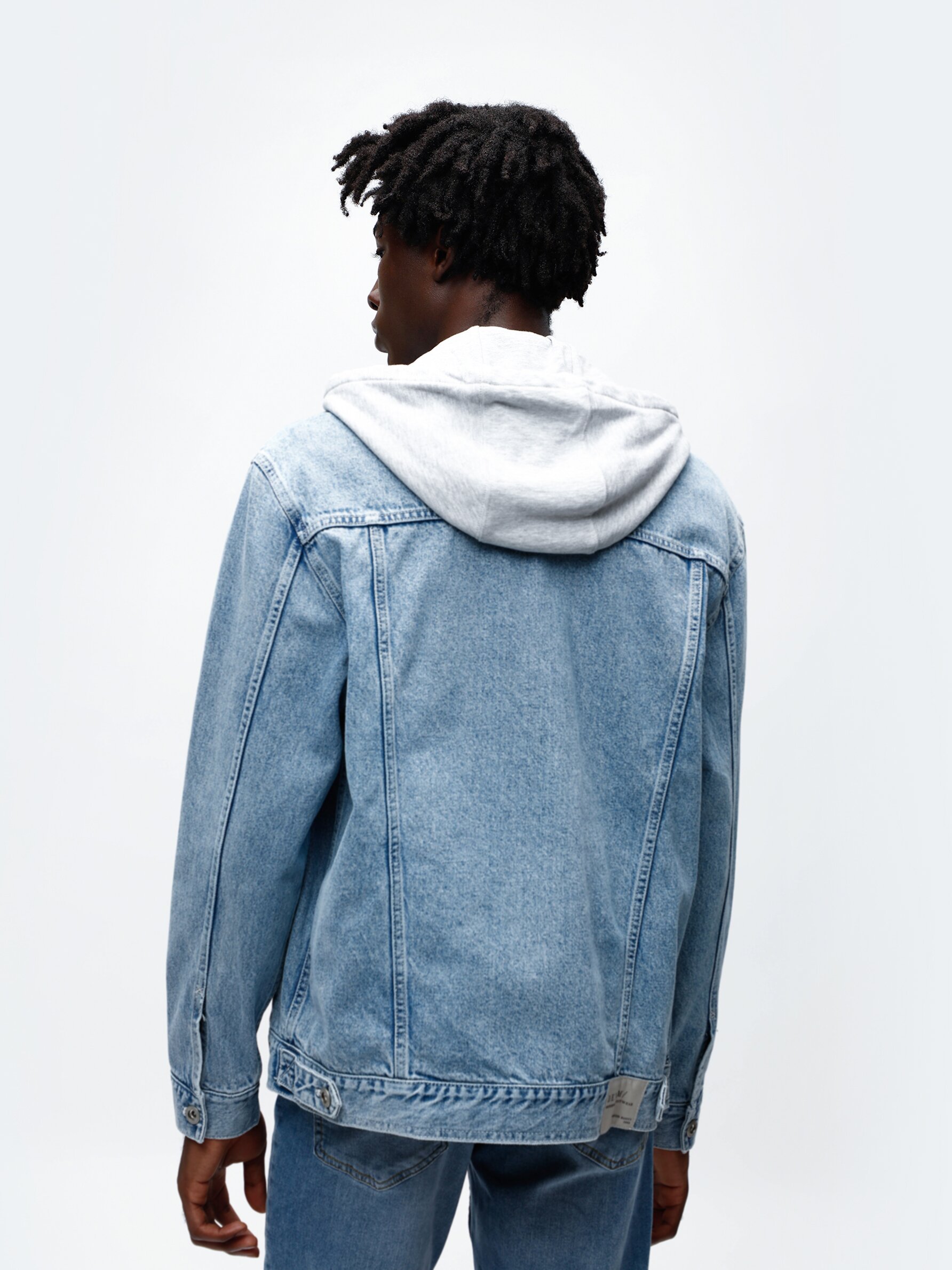 Oversized jean hotsell jacket with hood