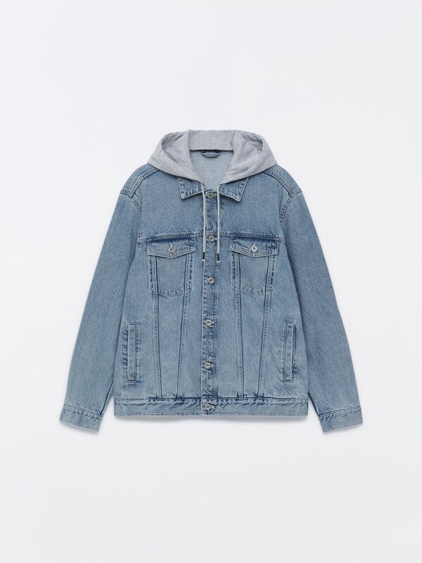 Hooded denim jacket mens 2024 h&m