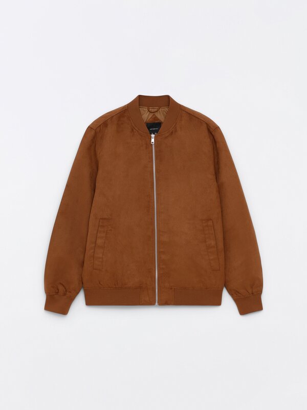 Faux suede bomber jacket