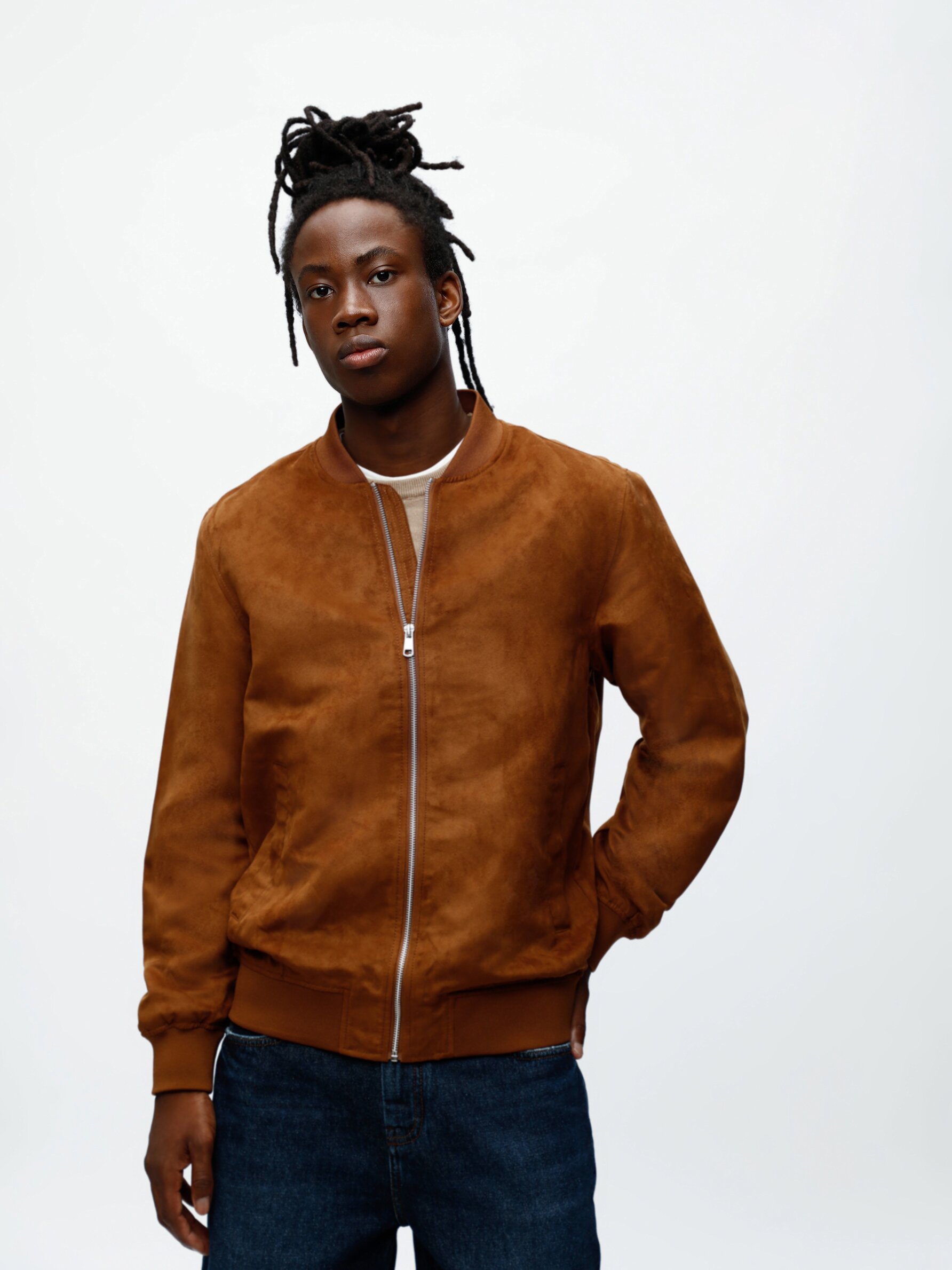 Men's Brown Suede Bomber Jacket: Bradstone :: MEN :: Caine