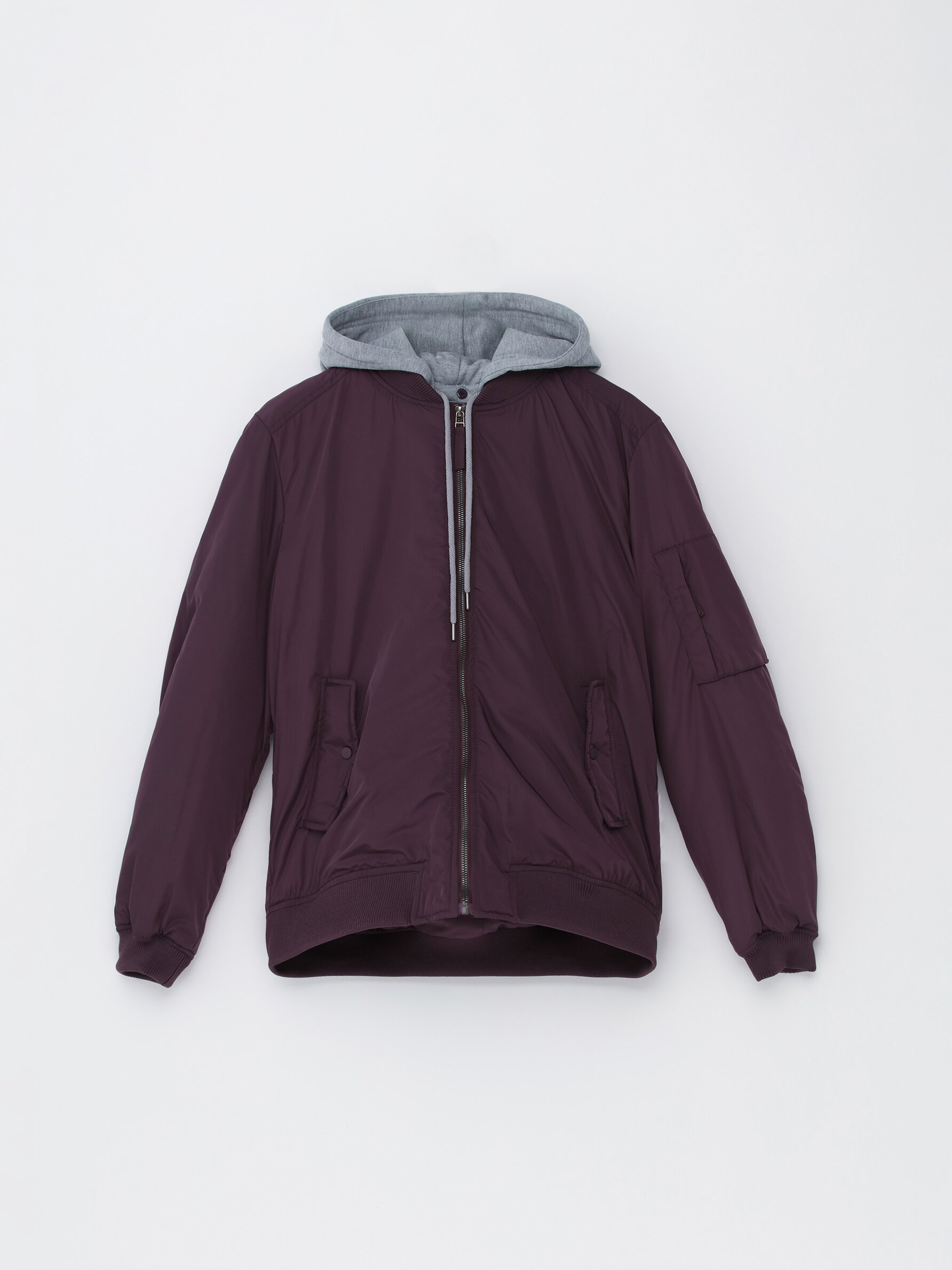 Padded bomber clearance jacket with hood