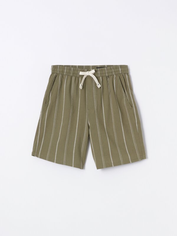 Cotton - linen Bermuda shorts