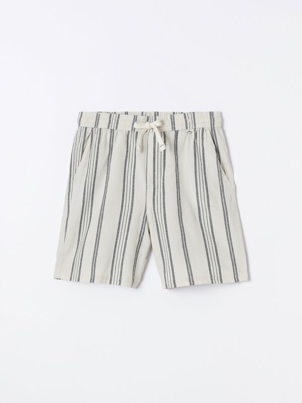 Cotton - linen Bermuda shorts