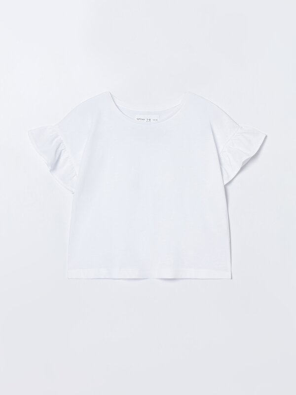 T-shirt with ruffled sleeves