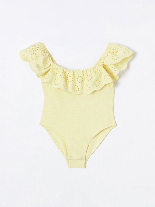 Swiss embroidery ruffle bodysuit