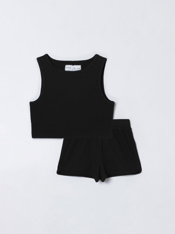 Conjunto top y short de canalé