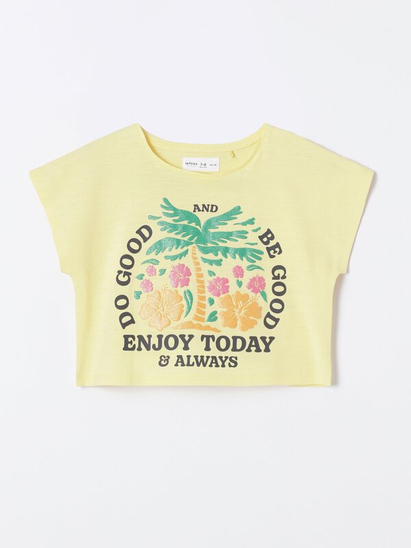 Printed cropped T-shirt