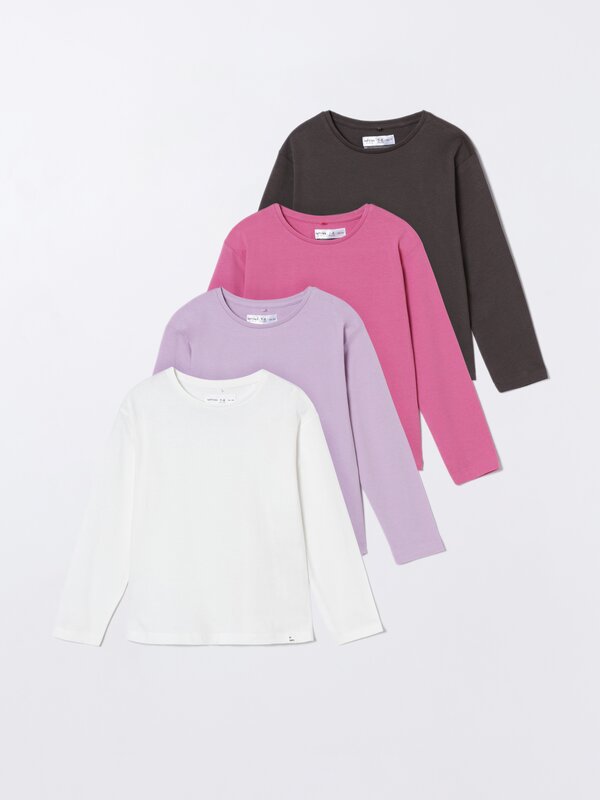 Pack of 4 basic long sleeve T-shirts