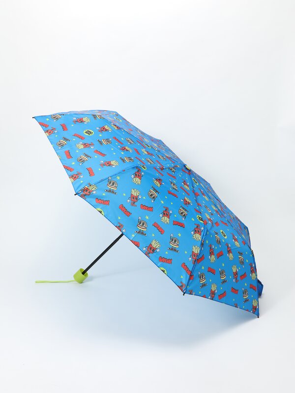 Folding umbrella with fast food print
