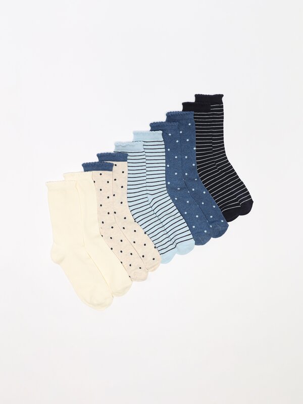 Pack of 5 pairs of long printed socks.