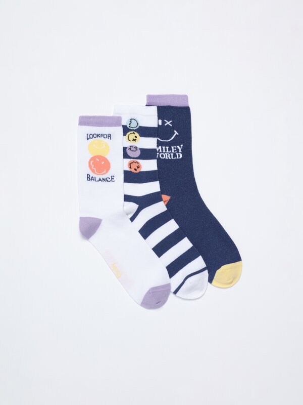 Pack of 5 pairs of long Smiley® socks