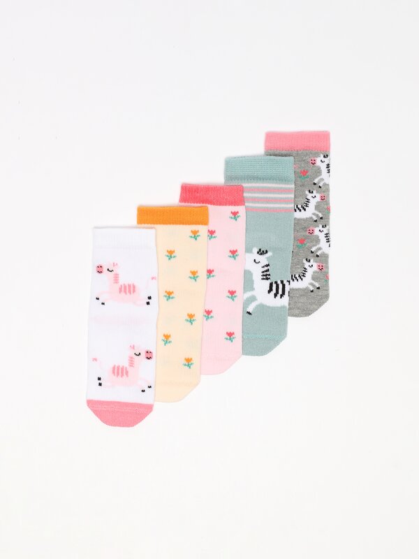 Pack of 5 pairs of zebra print socks