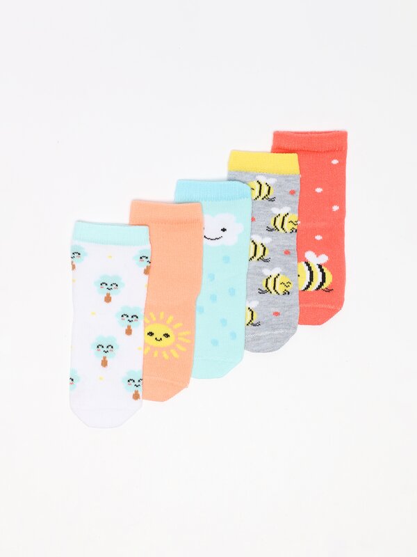Pack of 5 pairs of spring print socks