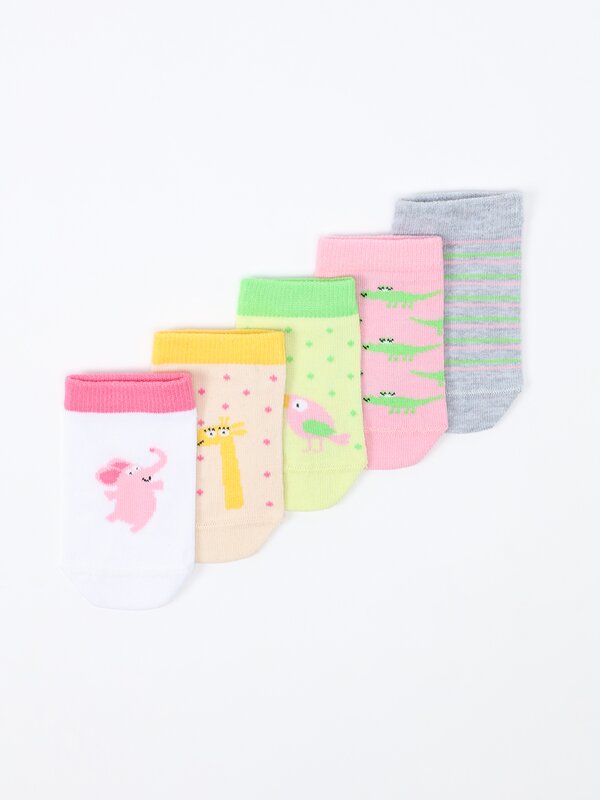 Pack of 5 pairs of junugle print socks