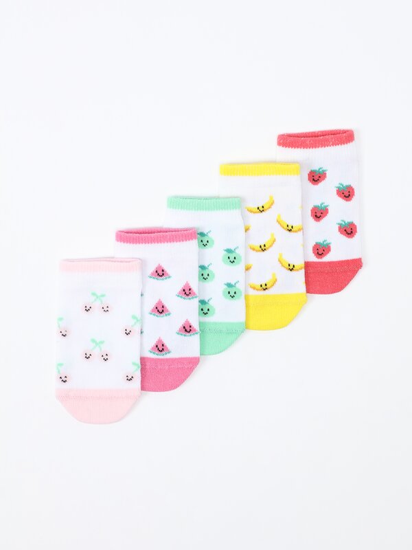 Pack of 5 pairs of fruit print socks