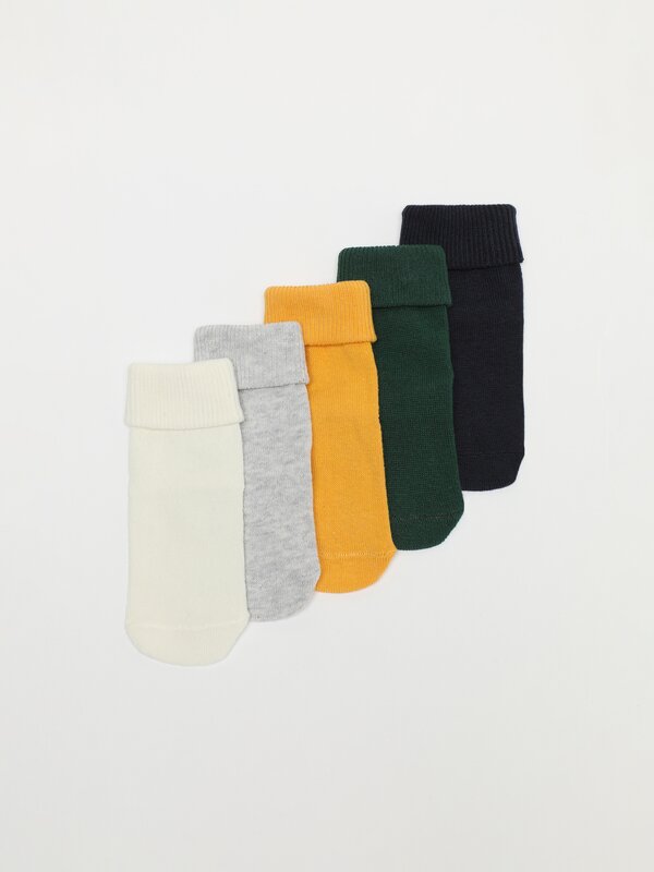 PACK OF 5 PAIRS OF LONG SOCKS WITH RIBBED FOLD-DOWN CUFFS