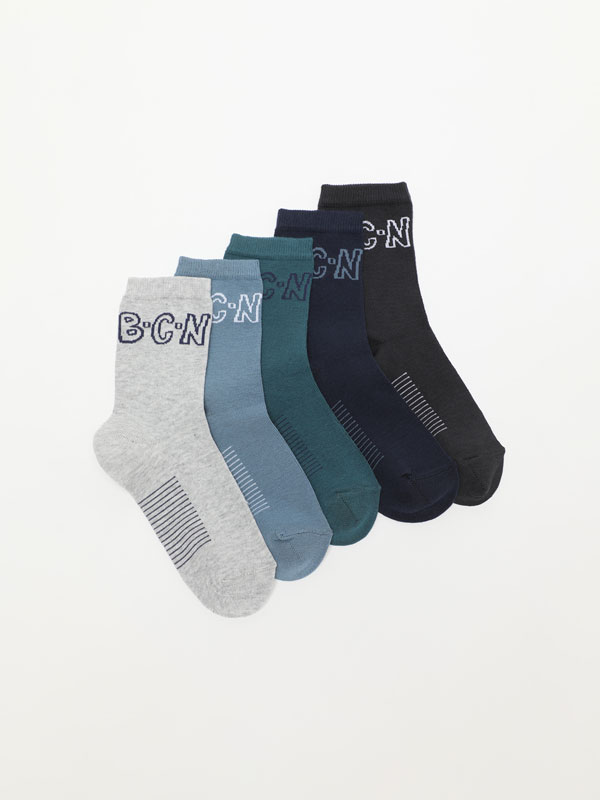 Pack of 5 pairs of printed long socks