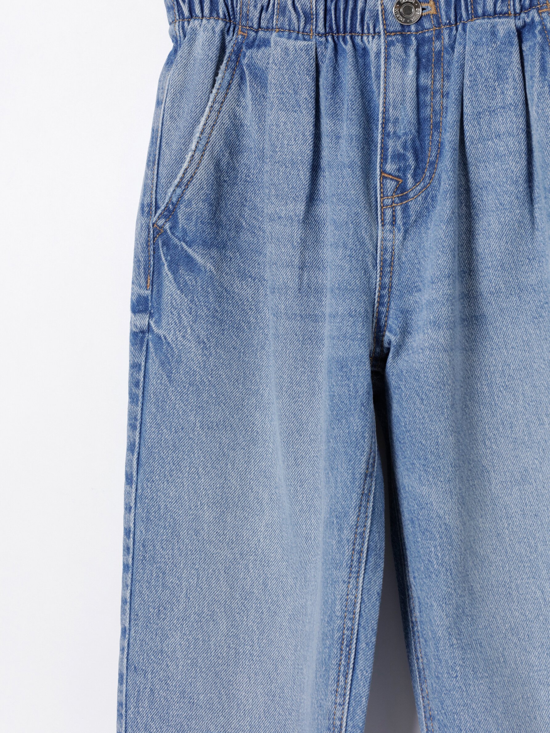 Zara - Paperbag Waist Denim Shorts - Light Blue - Unisex