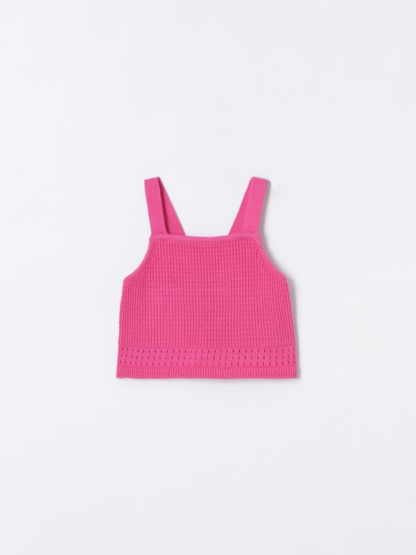 Crochet knit top with straps