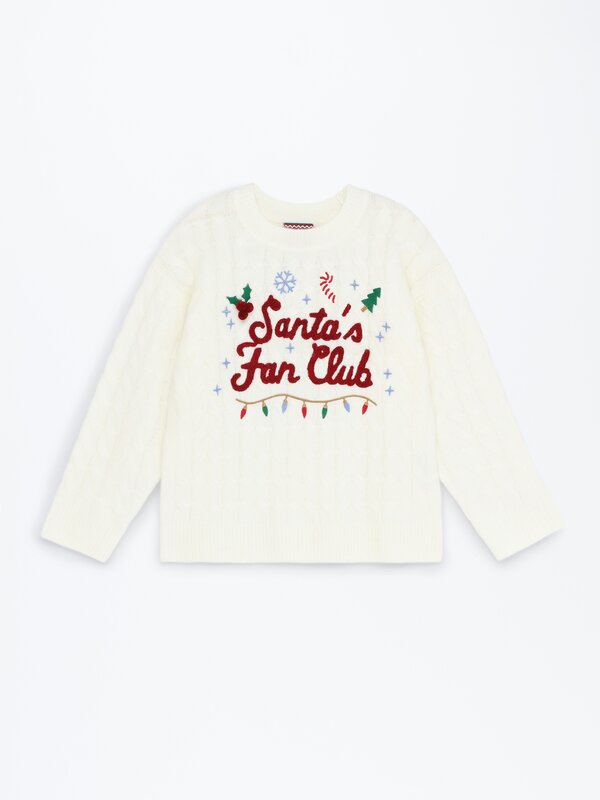 Pulover minimalist de Crăciun din tricot