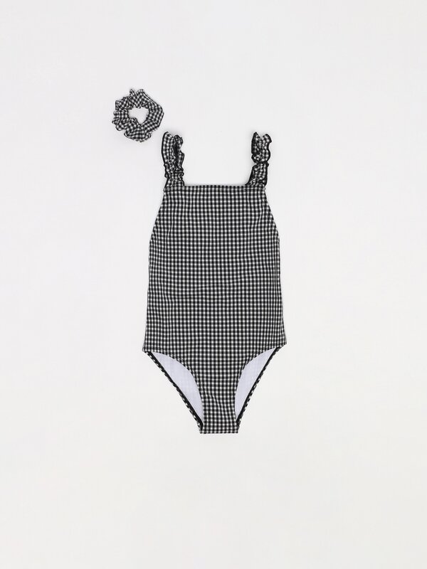 2-piece set with swimsuit and hair scrunchie