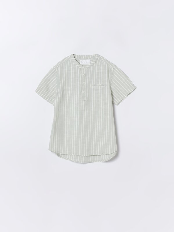 Striped linen effect shirt