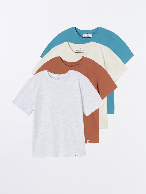 Pack of 4 plain short sleeve T-shirts