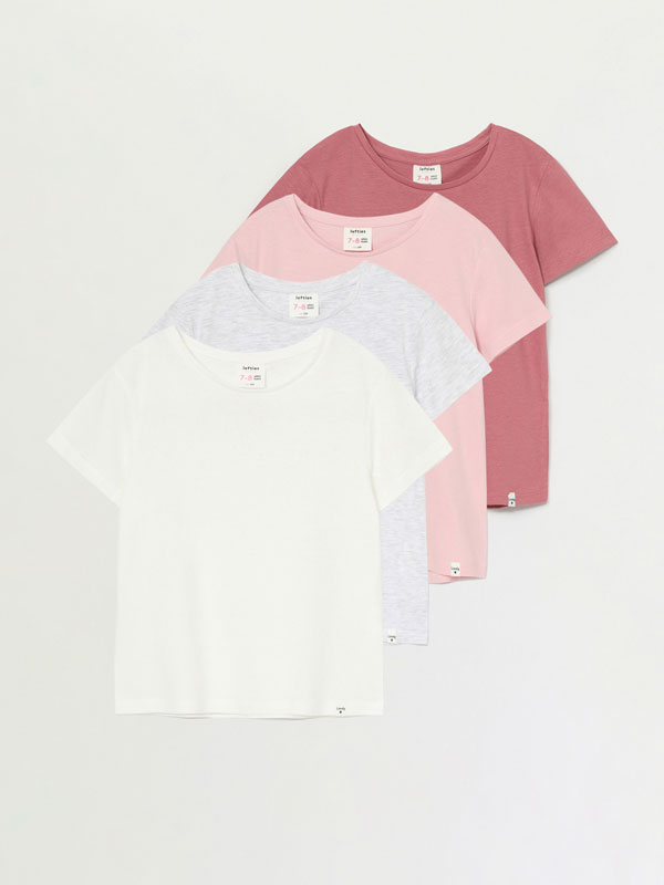 Pack of 4 plain short sleeve t-shirts