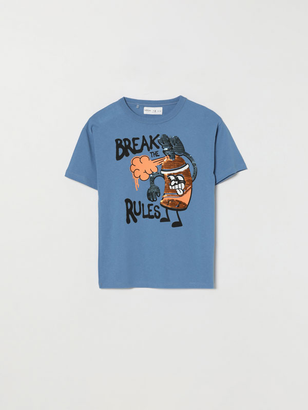 Short sleeve interactive sequin T-shirt