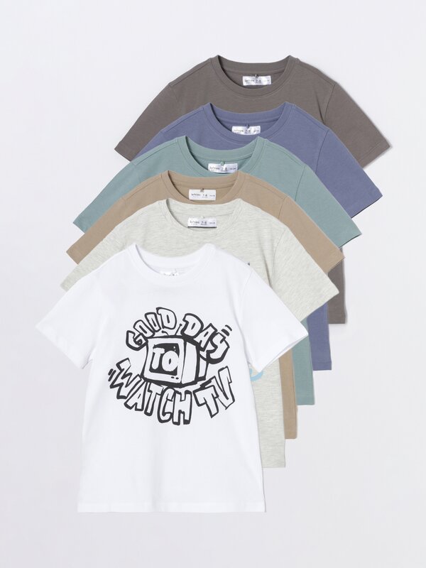 Pack de 6 camisetas de manga corta estampadas