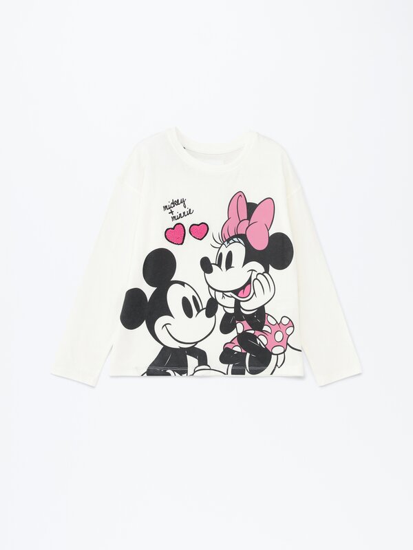 T-shirt com estampado do Mickey e Minnie Mouse ©Disney