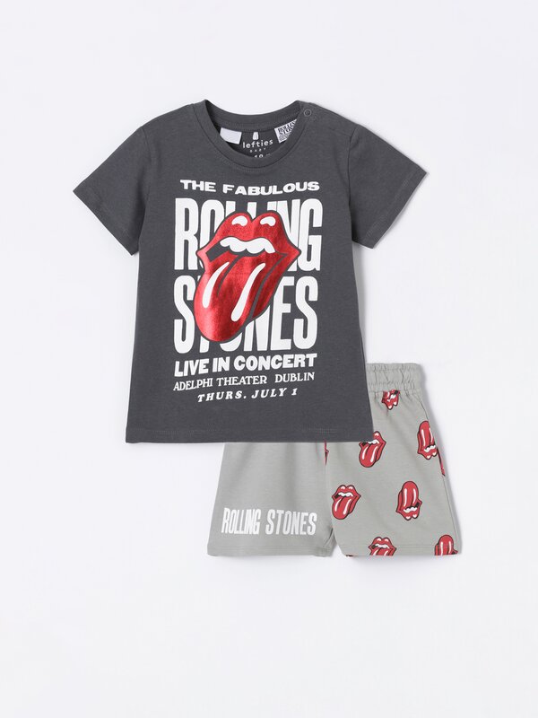 Conjunto de t-shirt e calções bermuda Rolling Stones ©Universal