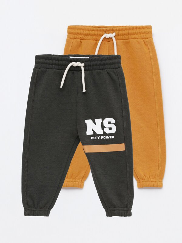 Pack of 2 contrast plush trousers