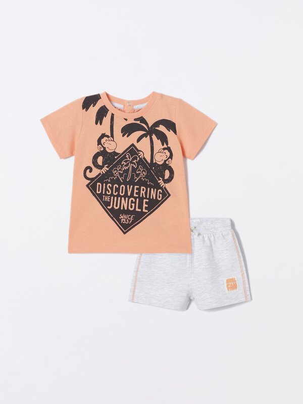 Plush T-shirt and Bermuda shorts set