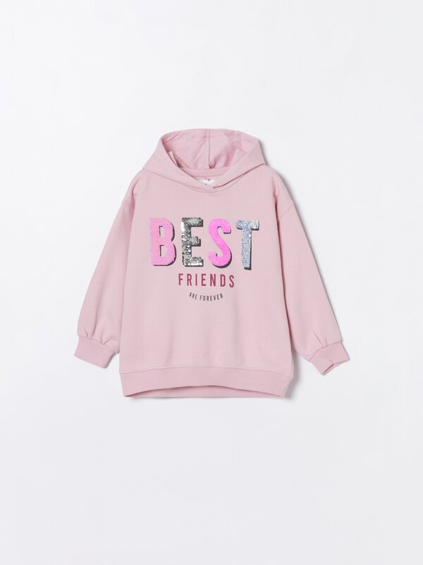 Printed hoodie with sequins