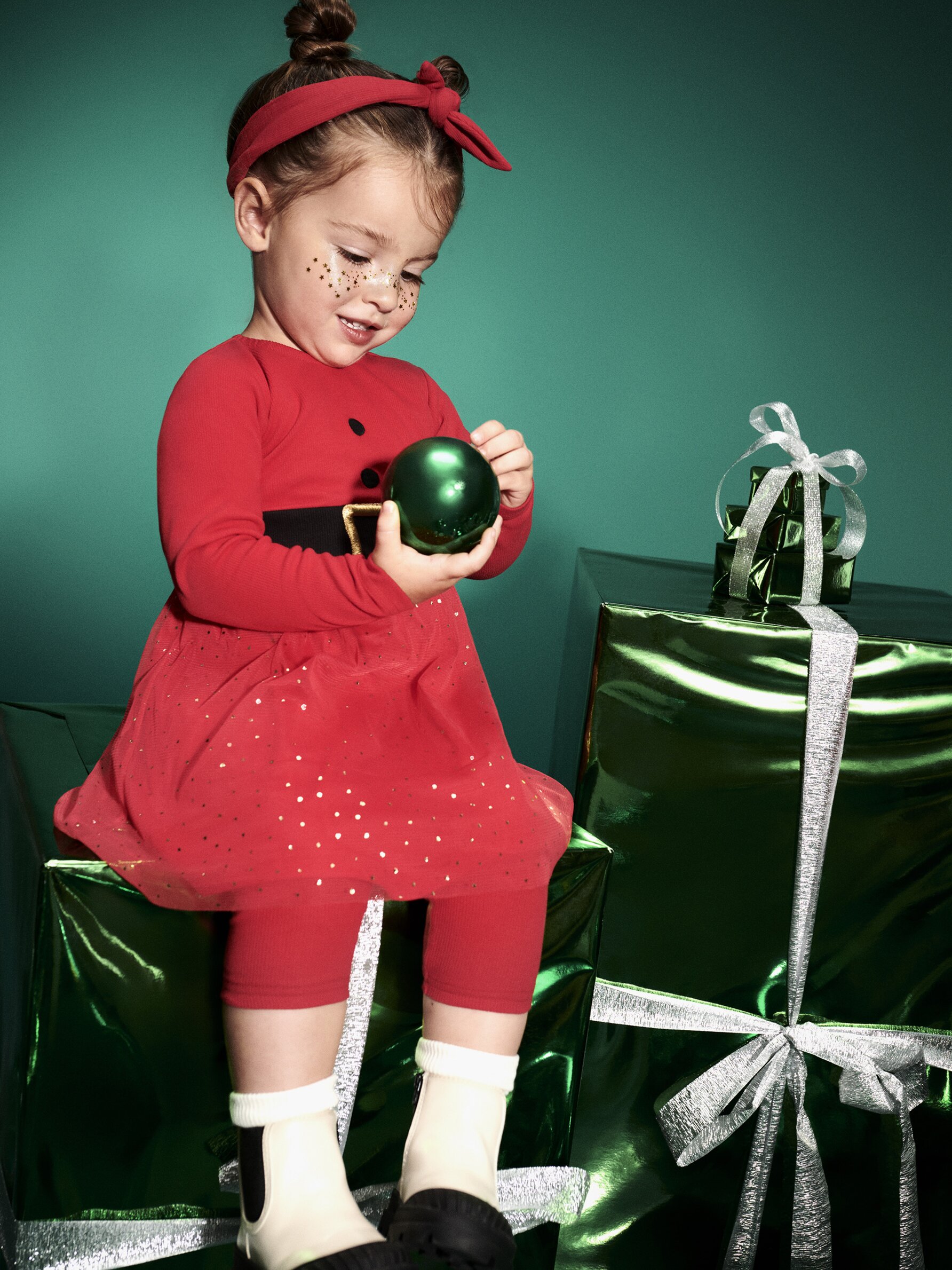 Christmas headband dress and leggings set