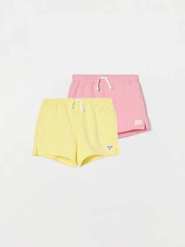 Pack of 2 basic plain plush shorts