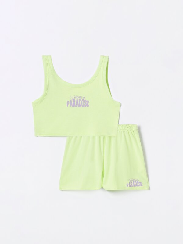 Slogan top and shorts set