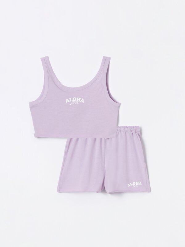 Slogan top and shorts set