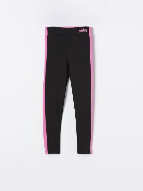 Sports leggings with side taping