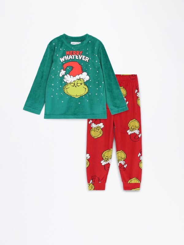 Nens | Pijama familiar Grinch de vellut