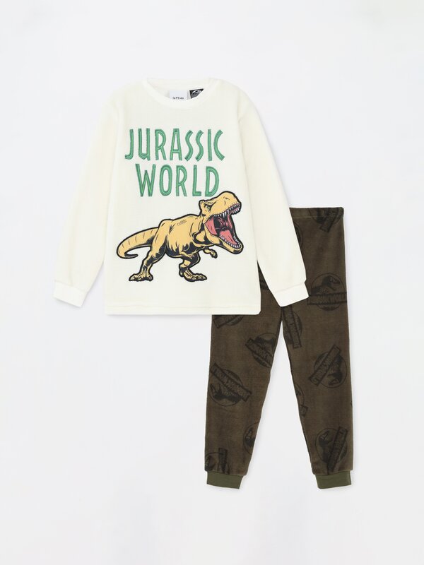 Jurassic World ©Universal işlemeli tüylü pijama takımı