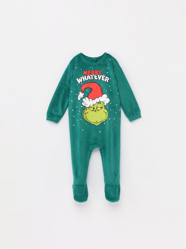 Bebeluși | Pijama familie Grinch din catifea