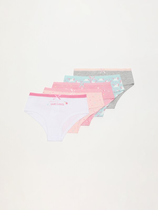 Pack of 5 unicorn print hipster briefs