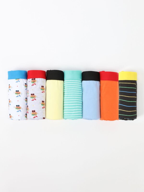Pack of 7 pairs of boxers with a hamburger print