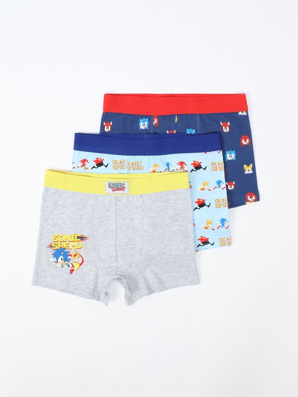 Sega Sonic The Hedgehog All Over Print Youth Boys 3-pack Boxer