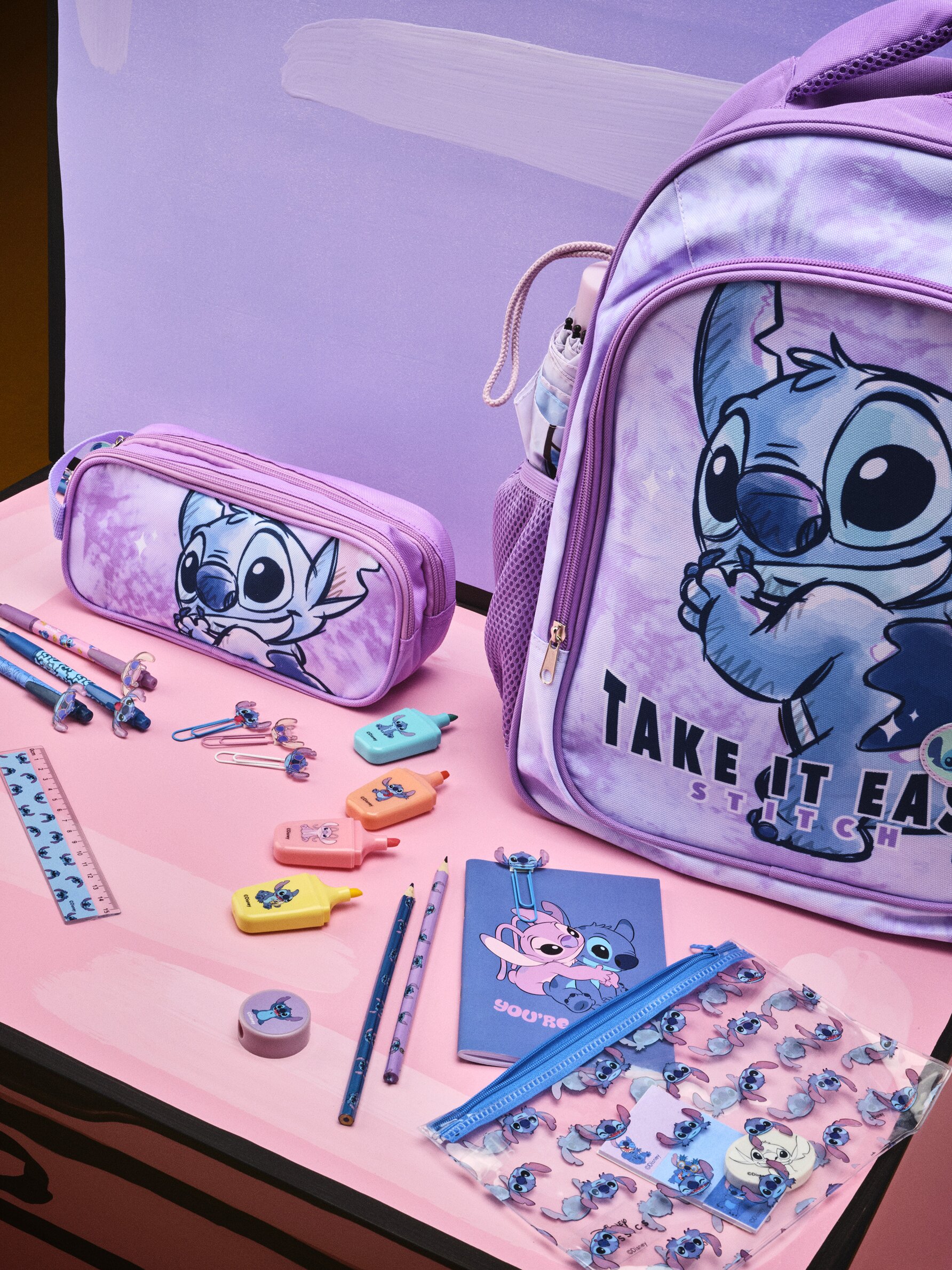 Disney Stitch Pencil Case with Stationery for Girls Filled Pencil